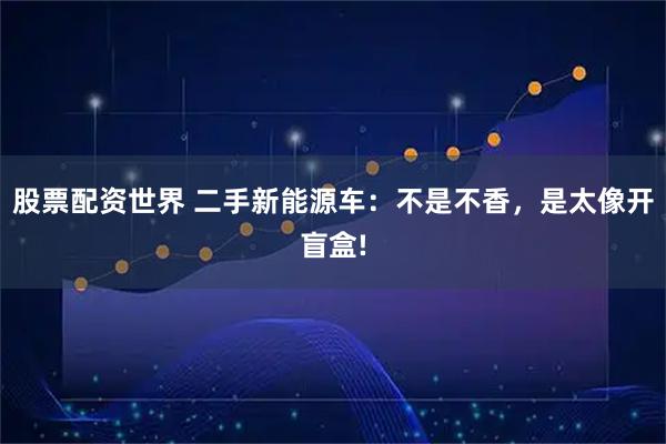 股票配资世界 二手新能源车：不是不香，是太像开盲盒!
