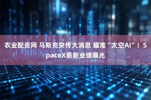 农业配资网 马斯克突传大消息 瞄准“太空AI”！SpaceX最新业绩曝光